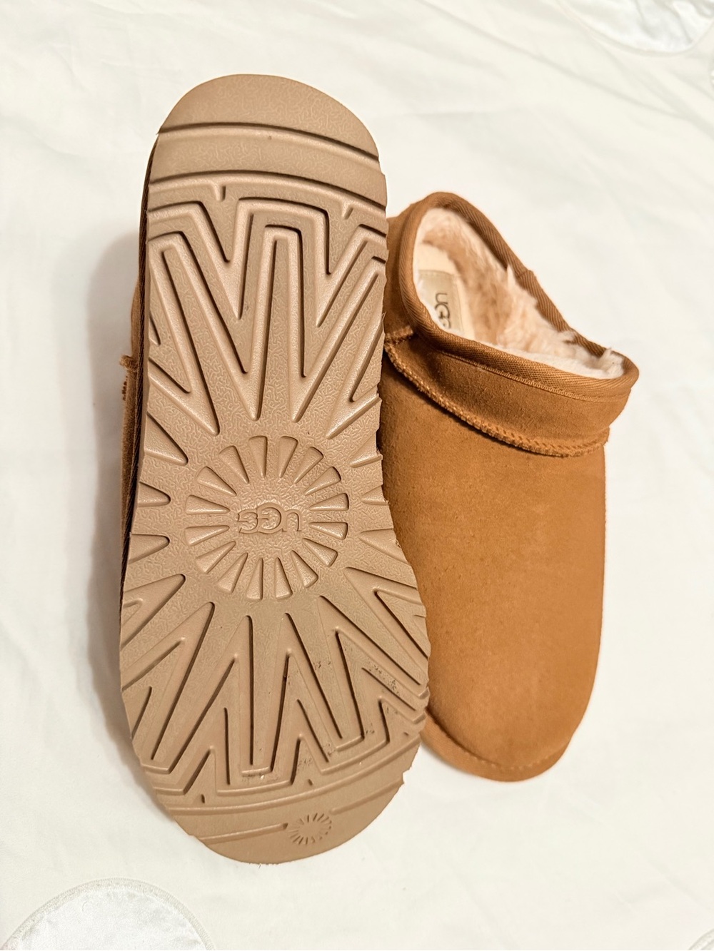 UGG Slip-On Shearling-Lined Slippers in Chestnut Suede - Picture 3 of 7